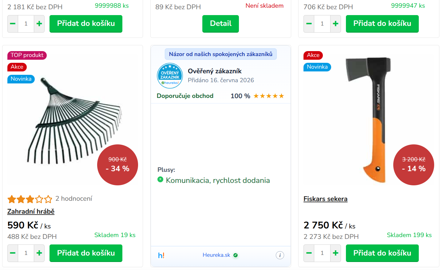 Náhľad mriežky e-shopu s recenziou